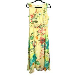 Madison Leigh Yellow Floral Sleeveless Midi Flowy Dress Sz 10 NWOT
